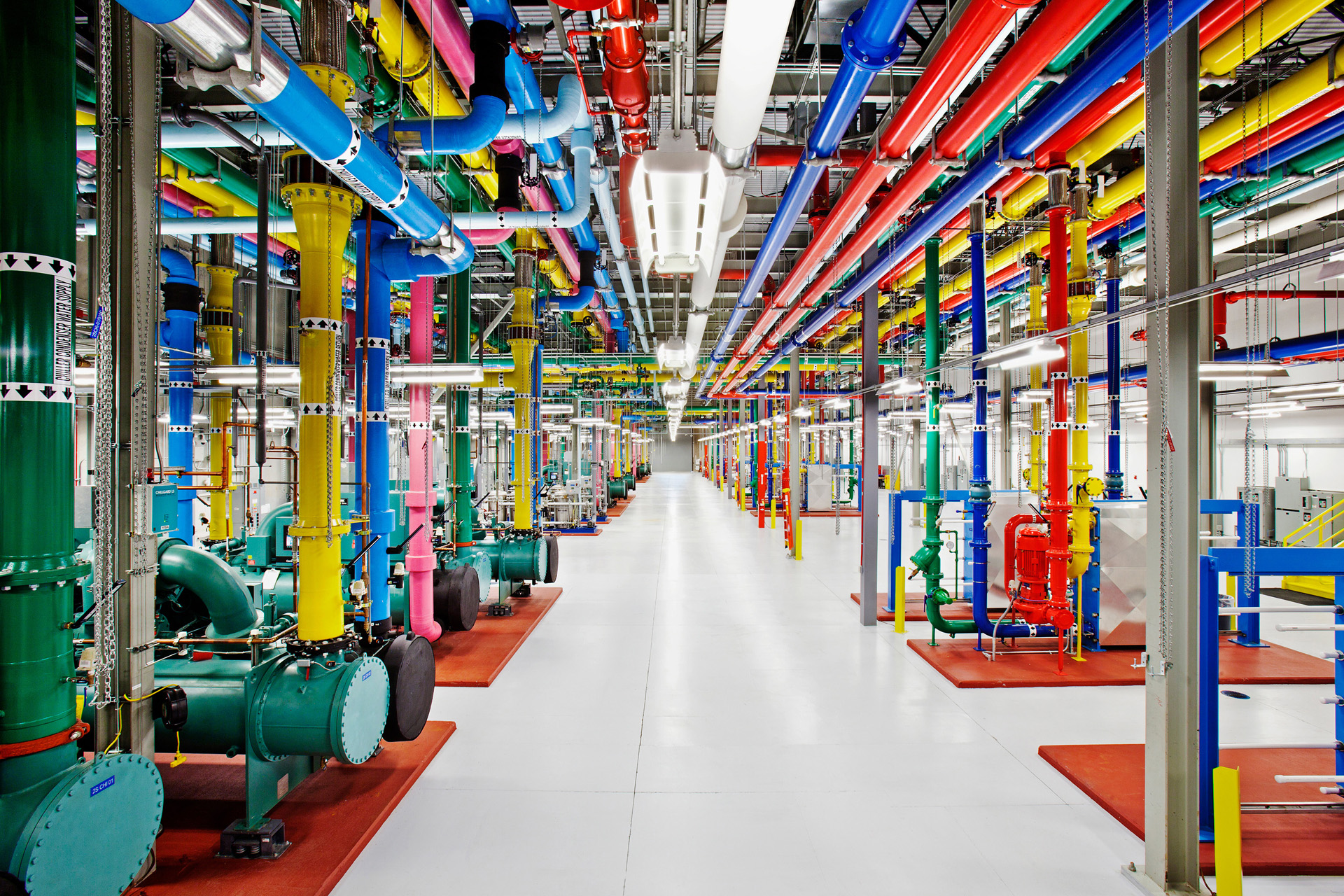 Google secret datacenters filled with a strange colorful theme