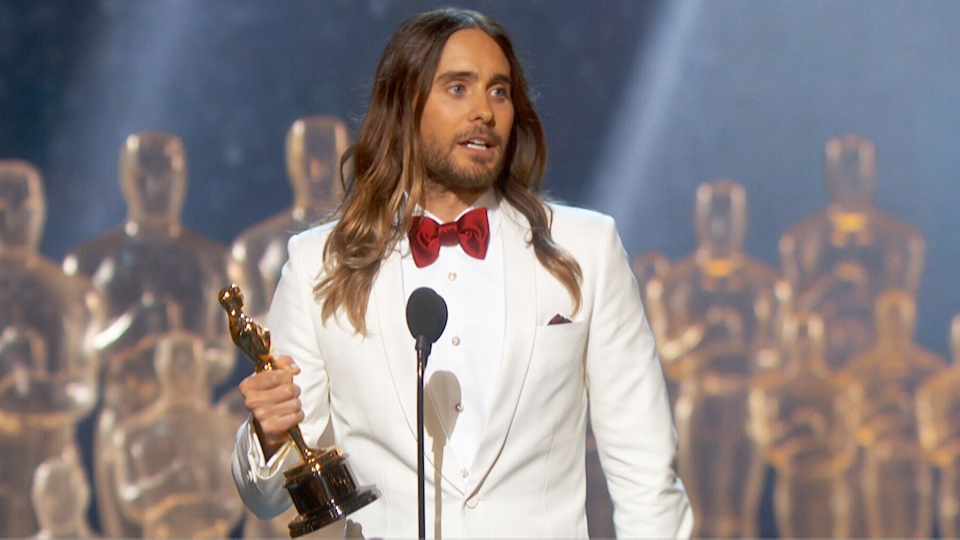 Jared Leto winning the oscar award for best actor in a supporting role in 2014