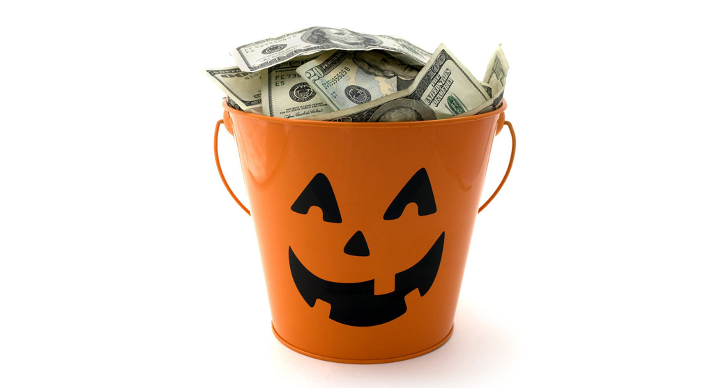 Halloween bucket of money