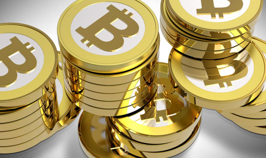 Several bitcoin golden chips