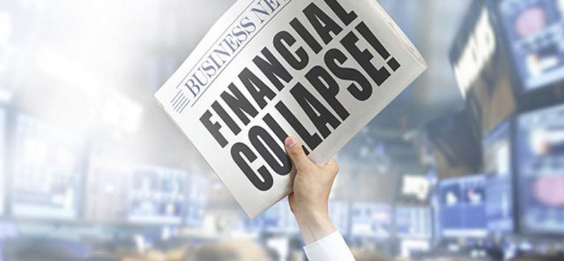 A newspaper announcing the financial collapse
